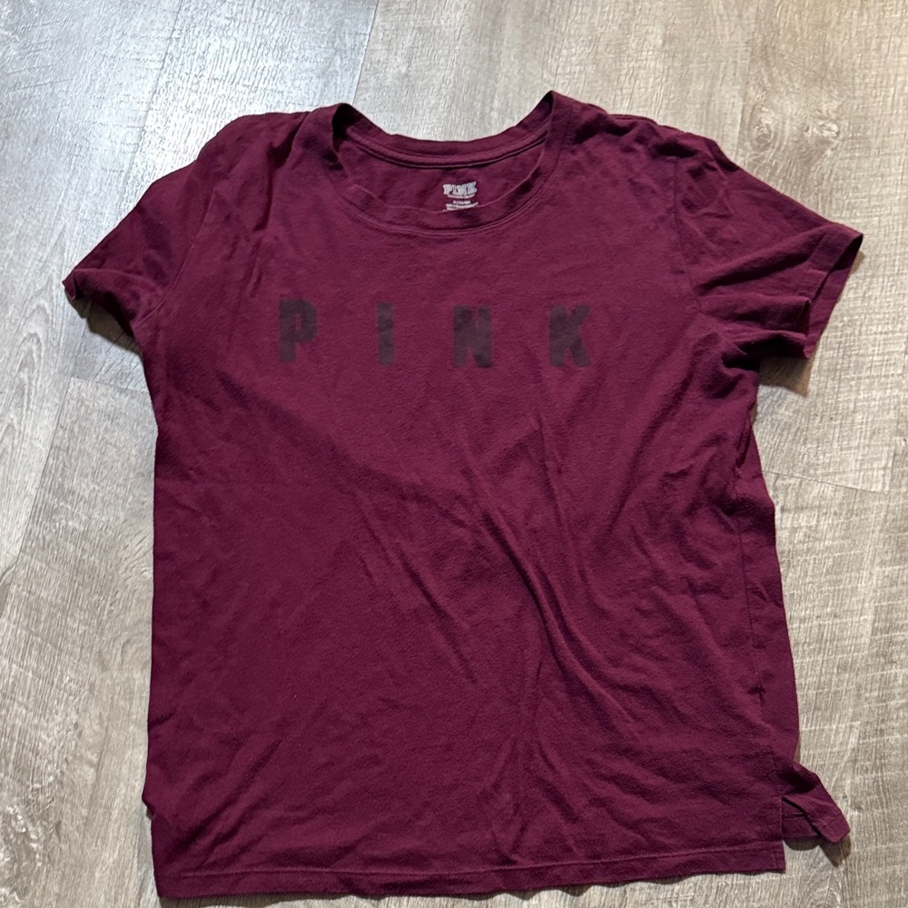 PINK Victoria's Secret Burgundy Short Sleeve Tee